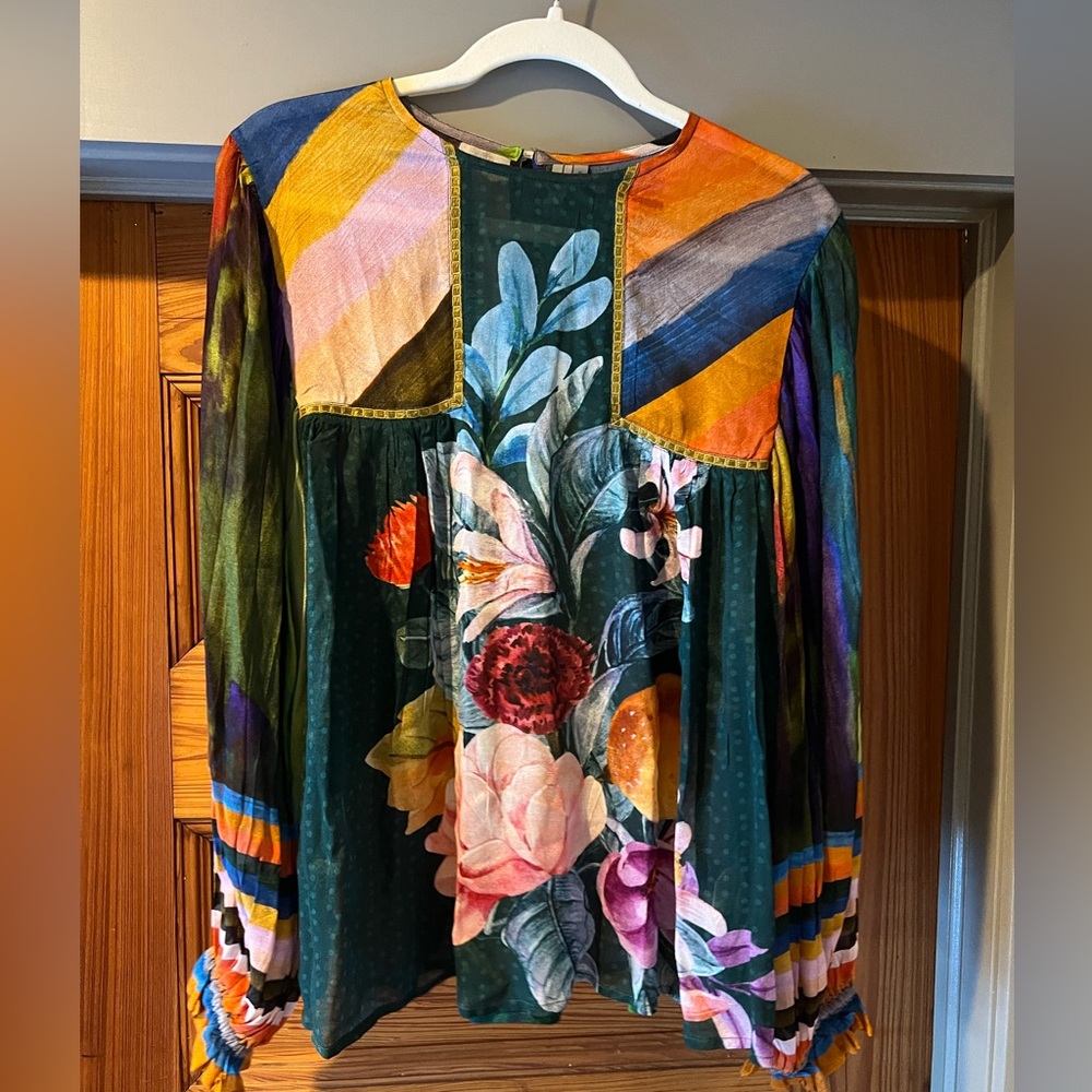Anthropologie Bl^nk London Miranda Peasant Blouse, size small